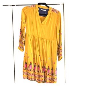 Yellow Anthropologie dress with pockets